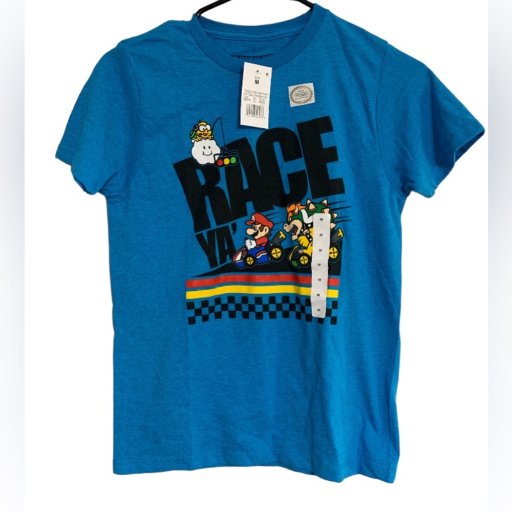 Mario kart Blue Race Ya Short sleeve T-Shirt M boys